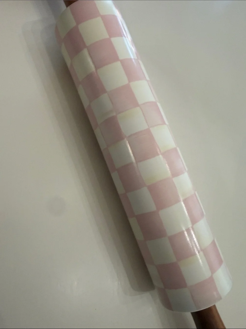 MacKenzie-Childs Rosy Check Ceramic Rolling Pin - Picture 3 of 5